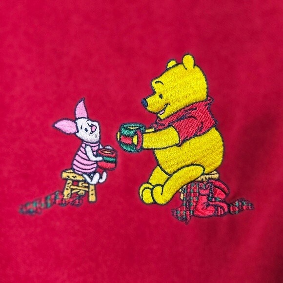 Vintage Winnie the Pooh Dress - Red Pinafore with pleated skirt size 7/8 - Picture 4 of 7